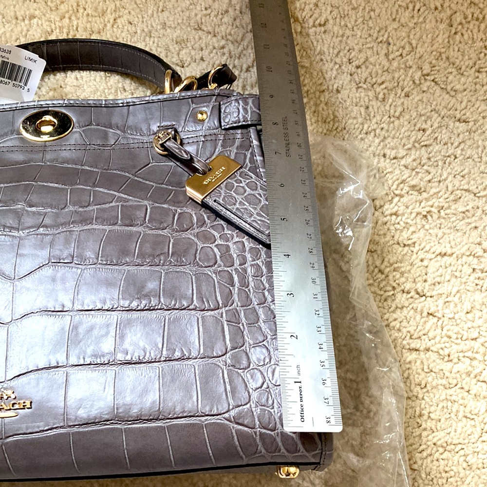 Coach GRAMERCY SATCHEL NWT Gray Croc-Embossed Handbag - Picture 12 of 16